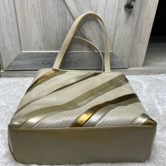 Vintage Sharif Leather Reptile Print Purse Handbag 11”x10” - Picture 11 of 12